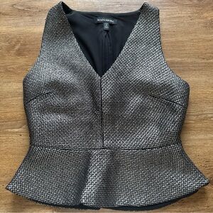 Banana Republic Women’s 0 Petite Black & Silver Peplum Formal Tank Top